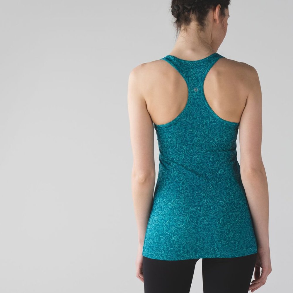 Lululemon Racerback Teal Design Foli Manifesto Bali Breeze Tofino Teal Size 8